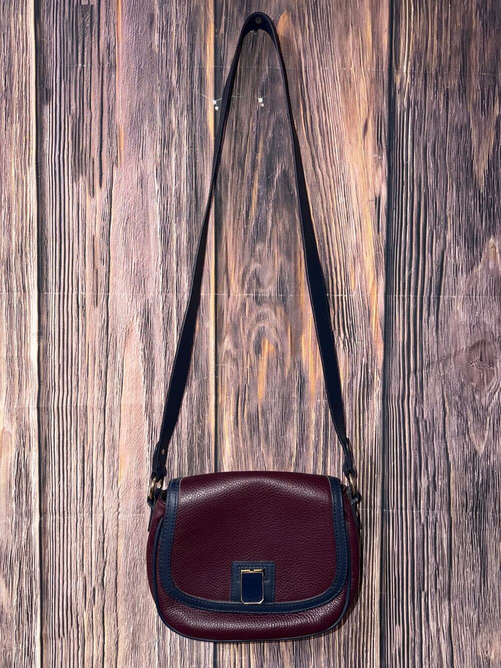 Talbots Burgundy & Navy 100% Leather Shoulder Crossbody Bag